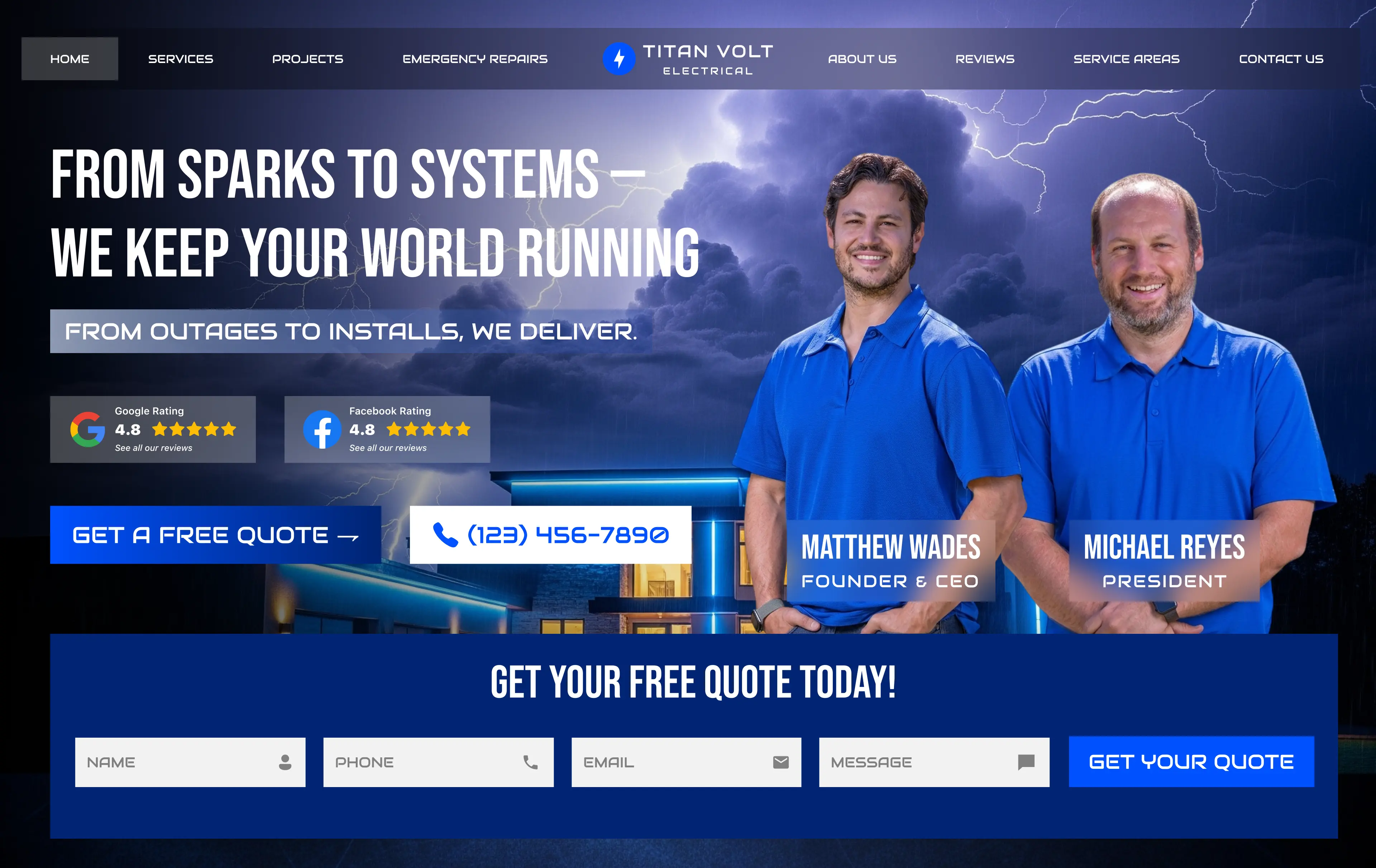 Electrical website mockup thumbnail
