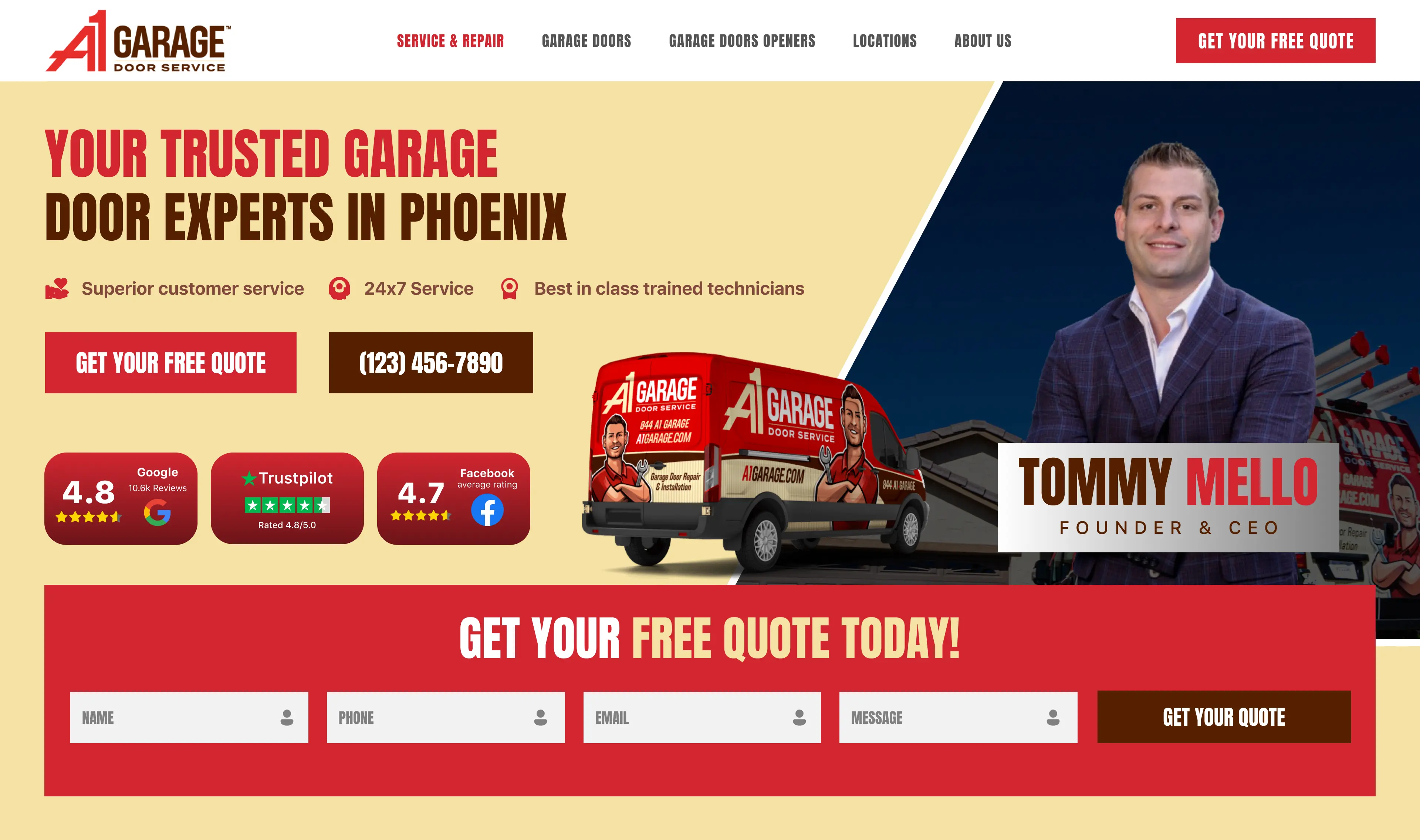 Garage Doors website mockup thumbnail